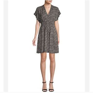 Rebecca Taylor Silk Black Floral Fit‑and‑Flare Dress NWT Size 4